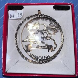 Vintage Nation’s Treasures Genuine 24K Gold Flashed Brass Ornament Missouri